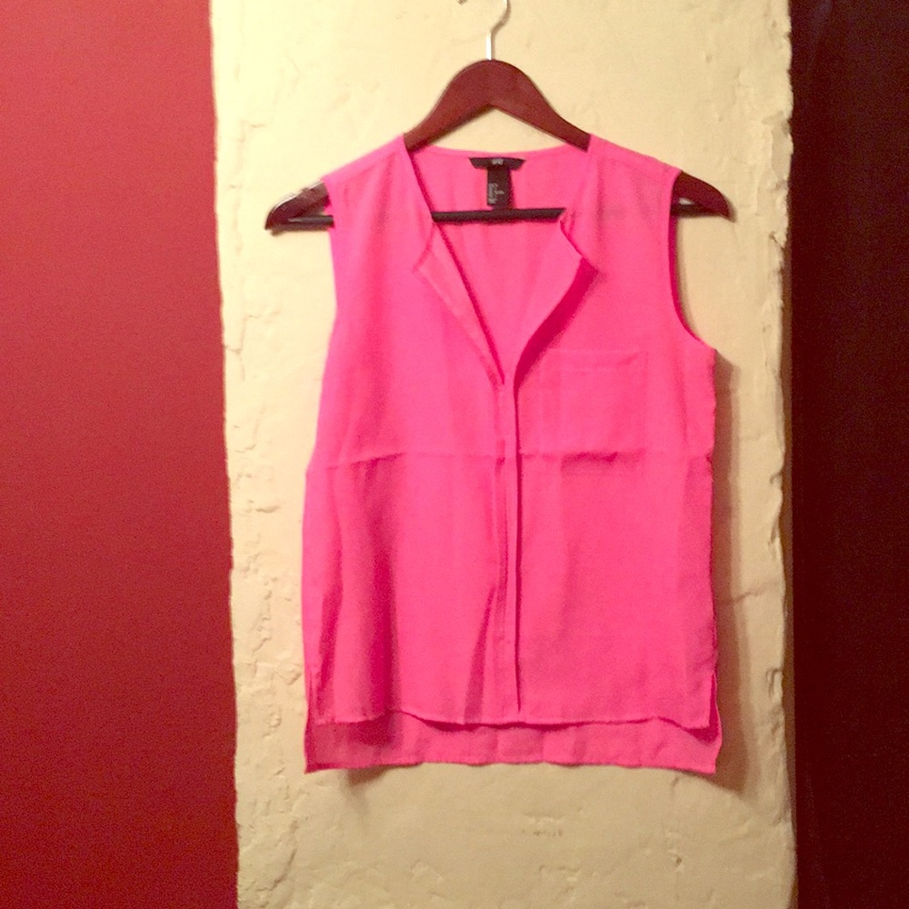 Bubble Gum Pink H&M Split Neck blouse